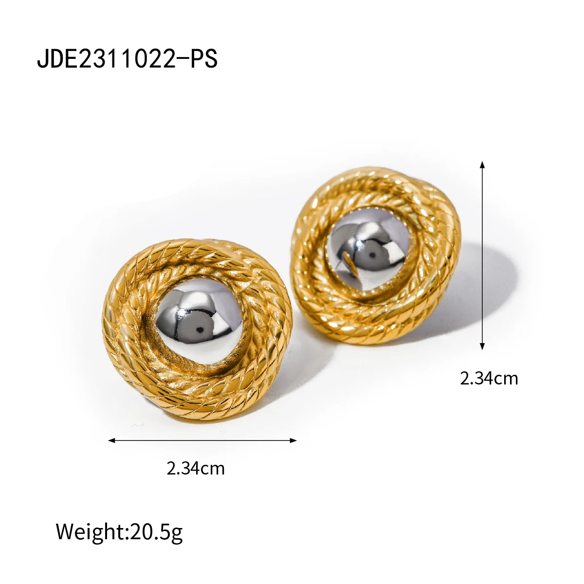 Two-Tone Fluted Square Fan Earrings – Gold & Silver Color Art Deco Revival Design