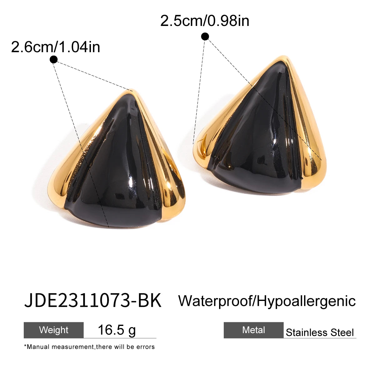 Gold Plated Black Stone Earrings