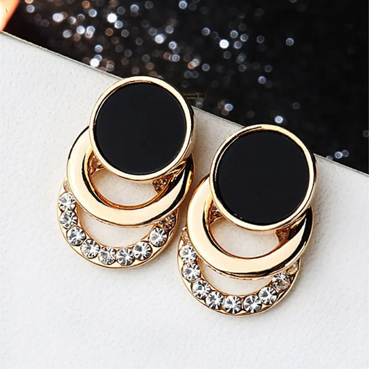 Round Geometric Crystal Stud