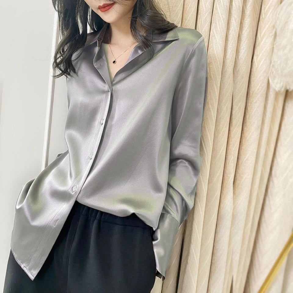 Women’s Satin Long Sleeve Shirt