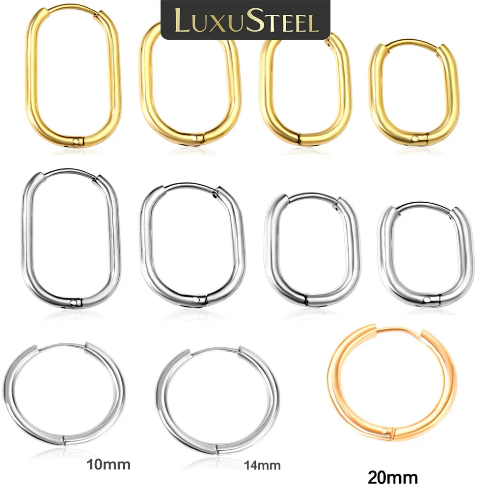 Simple Rectangle & U-Shaped Round Hoop Earrings – Minimalist Style for Women