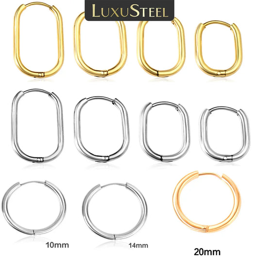 Simple Rectangle & U-Shaped Round Hoop Earrings – Minimalist Style for Women