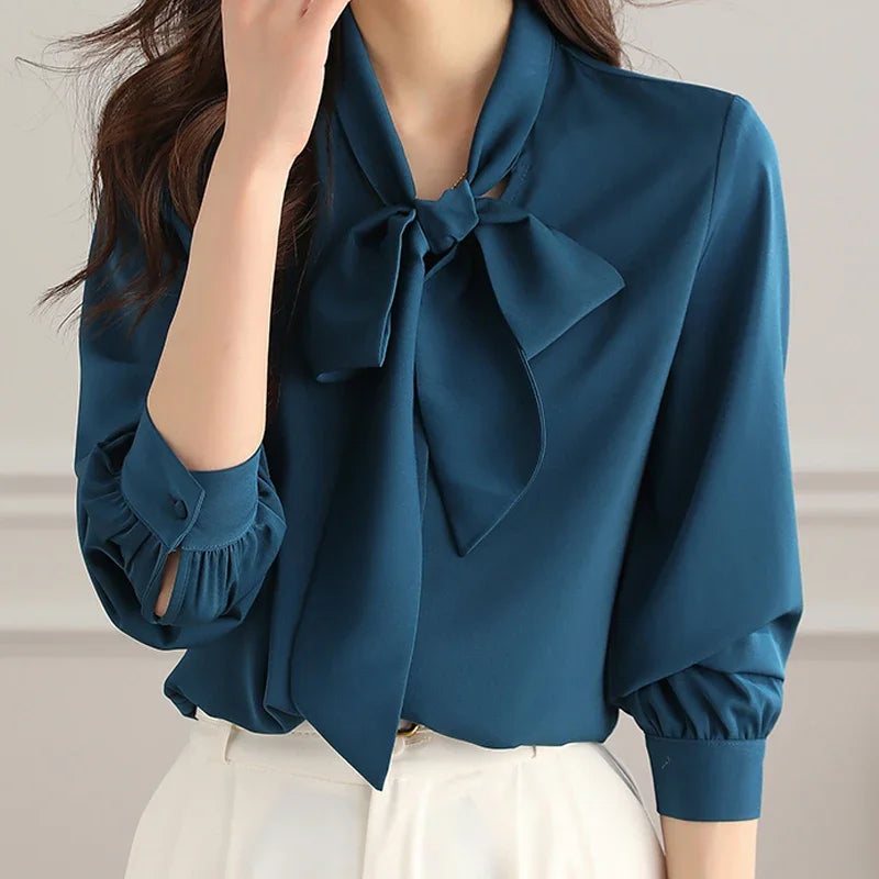 Elegant Chiffon Bow Blouse