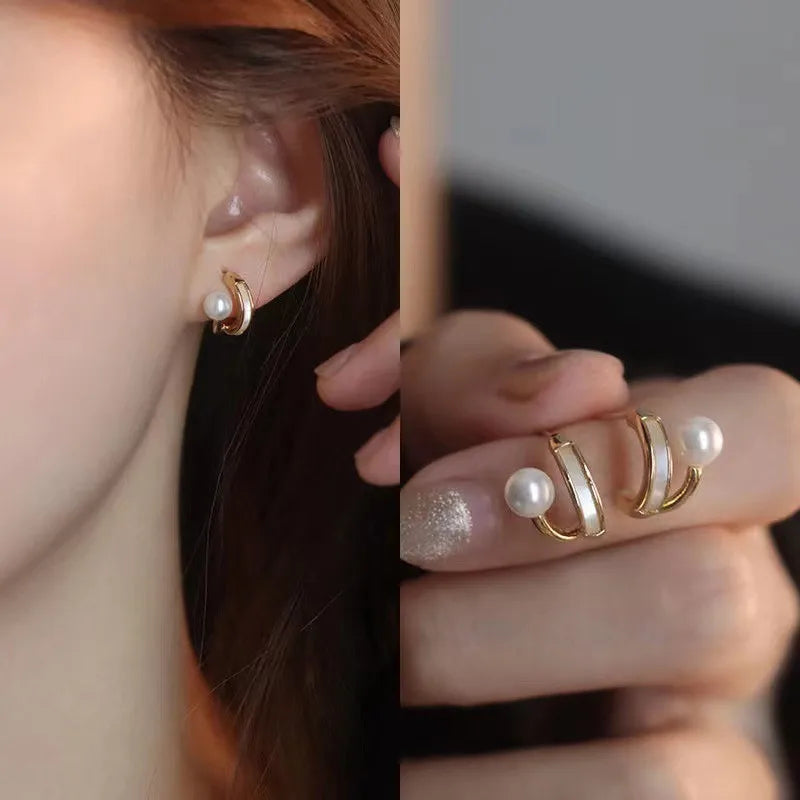 Elegant Flower Pearl Stud Earrings – Unique Design for Women, Perfect for Weddings & Parties