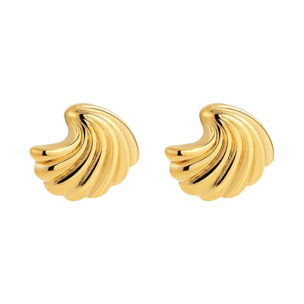 Stainless Steel Geometric Stud Earrings – Gold-Plated Twist Knot Statement Jewelry for Women