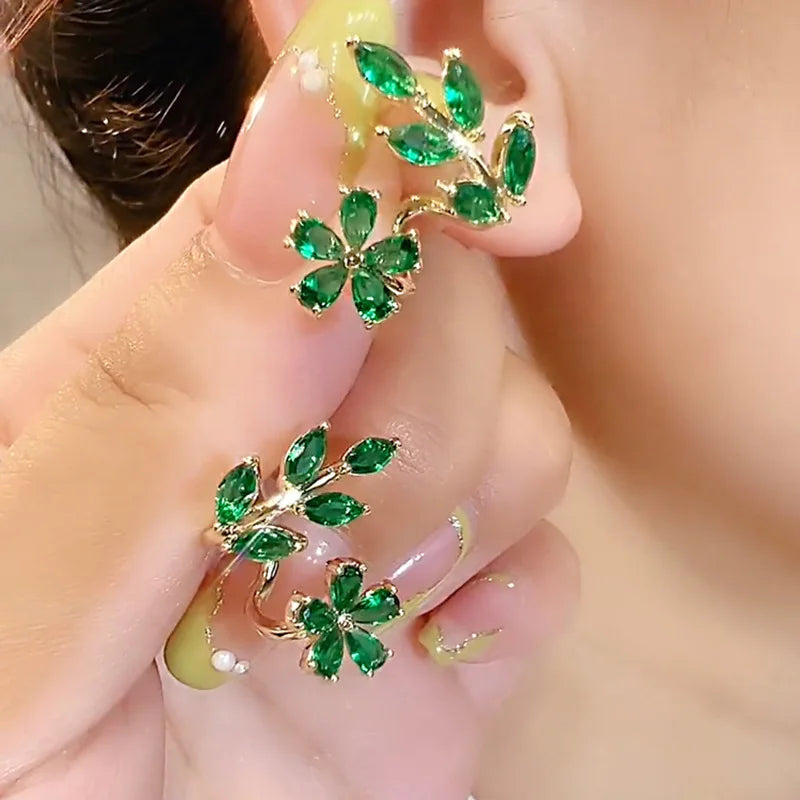 Elegant Green  Flower Earrings