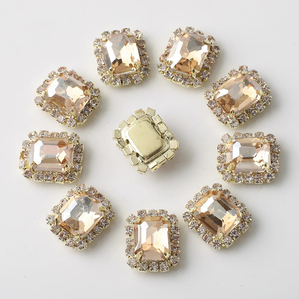 10Pcs Rectangular Diamond Inlaid Claw Settings – DIY Rhinestone Accessories for Jewelry, Hair, Shoes & Hats
