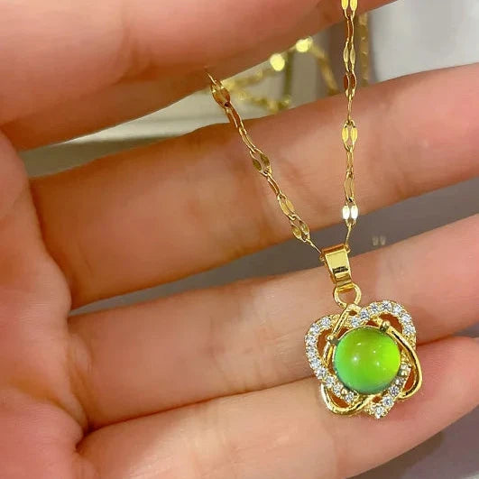 Heart Mood Necklace – Color Changing Temperature-Sensing Crystal Pendant