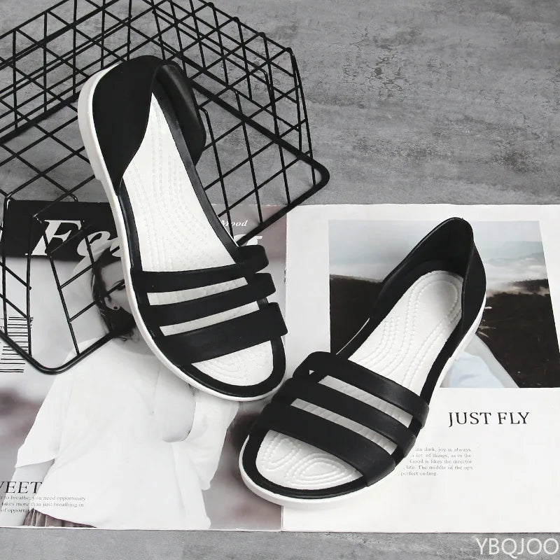 2025 Women’s Summer Jelly Flats – Candy Color Open-Toe Slides, Casual Outdoor Beach Slippers