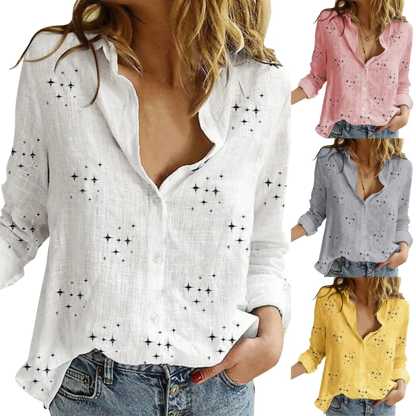 Long Sleeve Linen Cotton Blouse