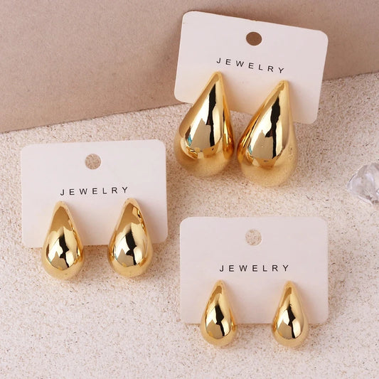 Extra Large Chunky Hoop Drop Earrings – Gold Plated, Lightweight & Hypoallergenic for Women and Girls