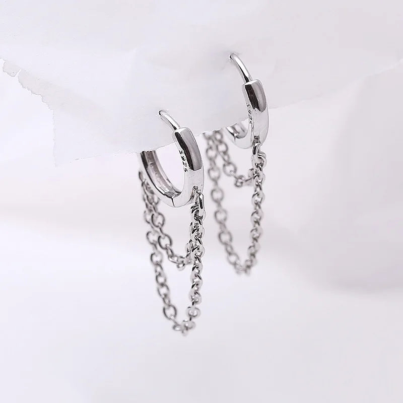 Korean Stylish Cross Arc Long Drop Earrings – Simple Hanging Design for Women