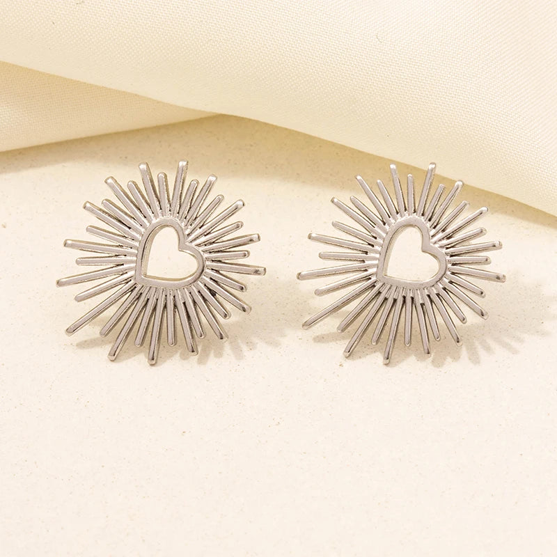 6PC Sun, Moon & Star Stainless Steel Earrings Set – Silver Color, Personality Fashion Jewelry for Women & Men