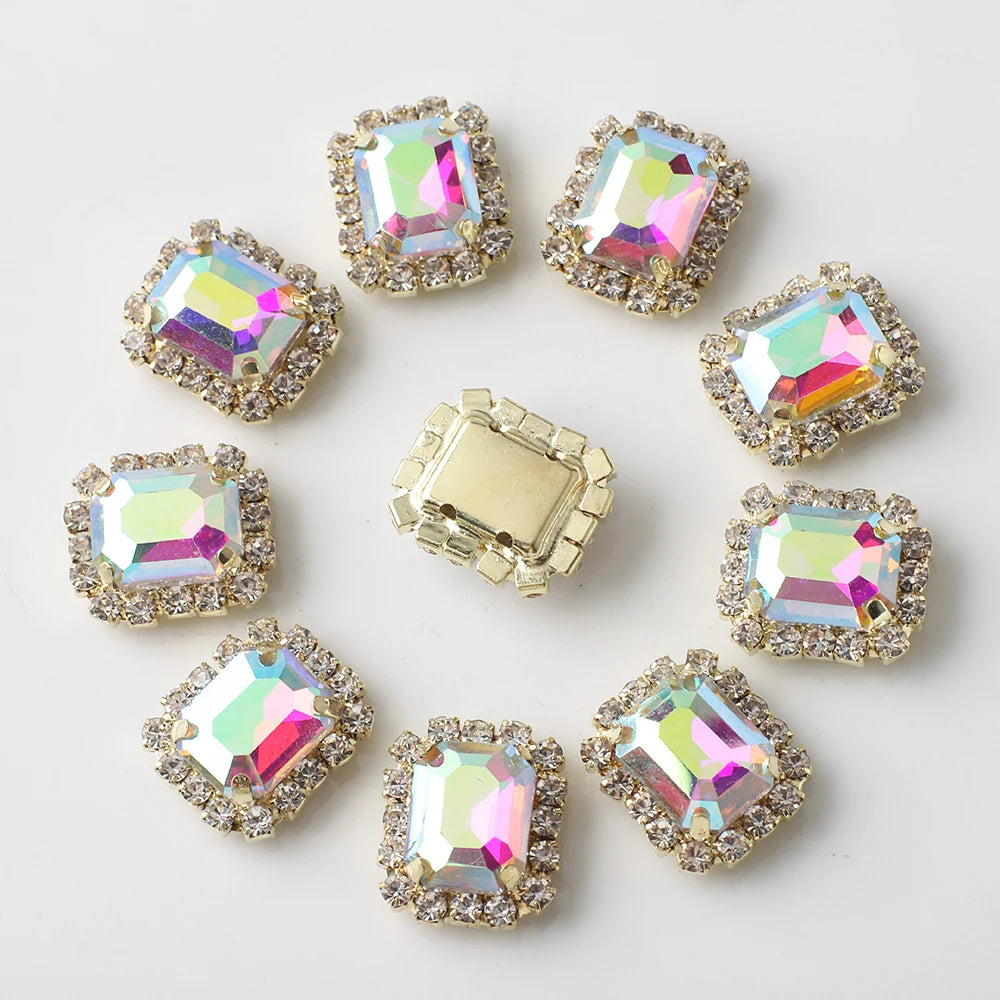 10Pcs Rectangular Diamond Inlaid Claw Settings – DIY Rhinestone Accessories for Jewelry, Hair, Shoes & Hats