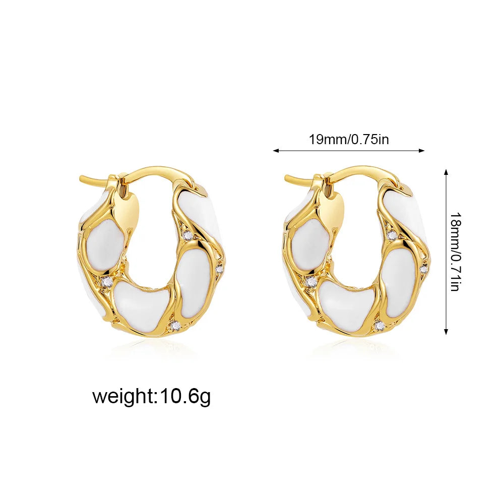 New Trendy Enamel Color Metal Texture Small Hoop Earrings for Women – Gold Plated Statement Ear Buckle | Creative Jewelry Gifts