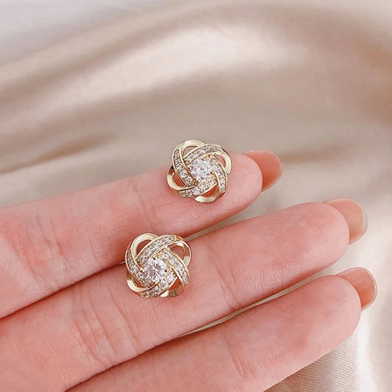 Light Luxury Cross Stud Earrings – Hollow Geometric Design for Women