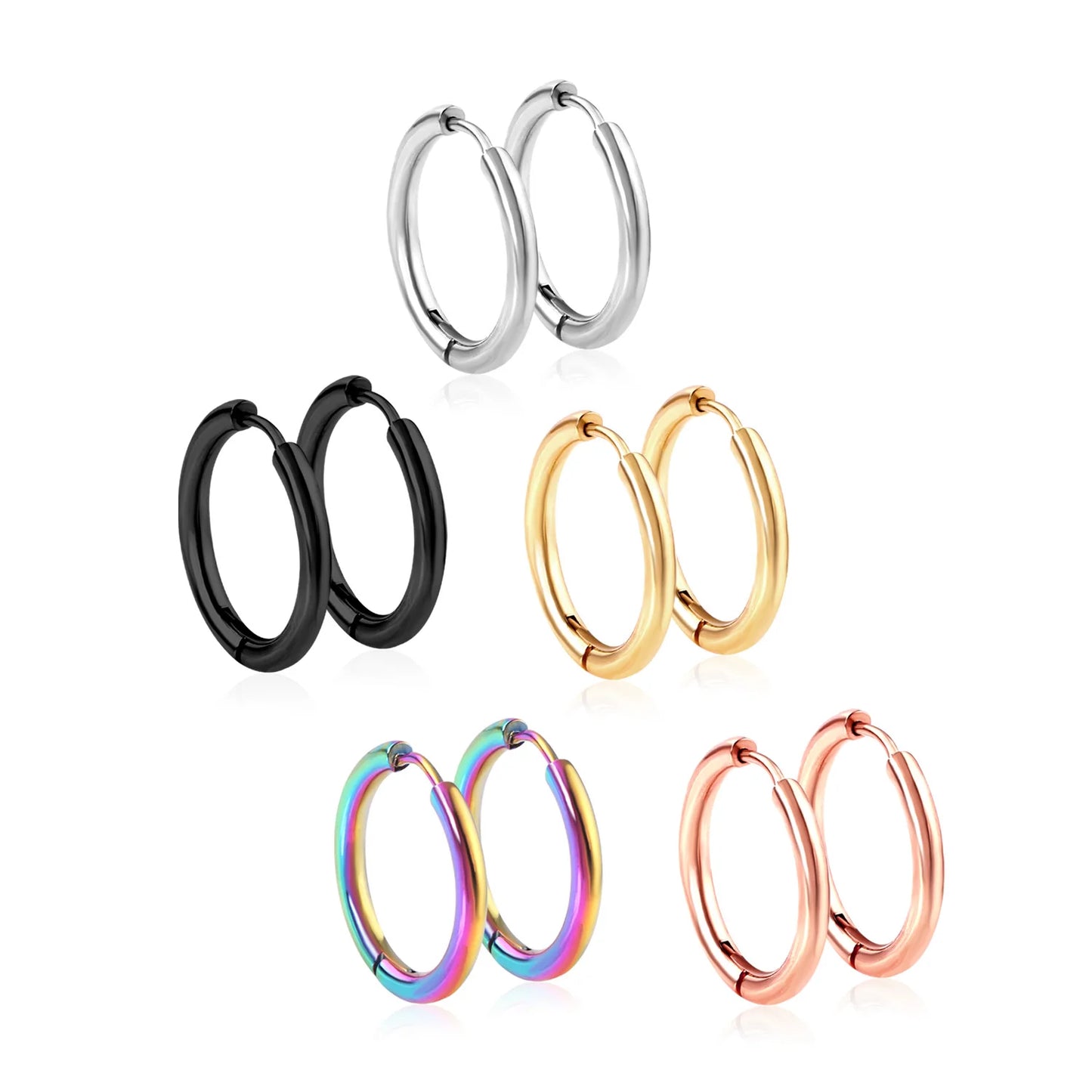 Simple Rectangle & U-Shaped Round Hoop Earrings – Minimalist Style for Women