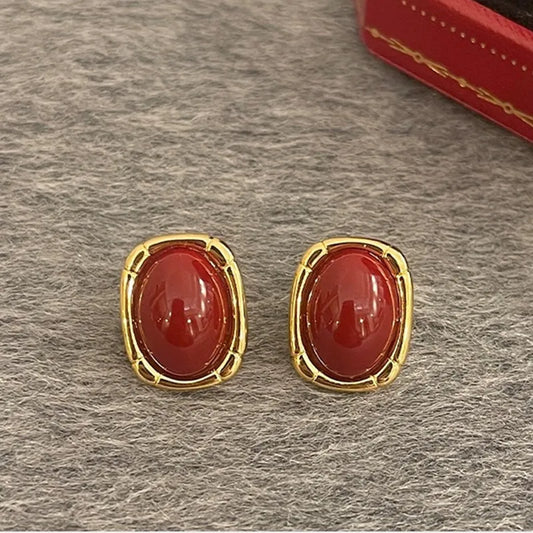 Vintage Oval Resin Earrings