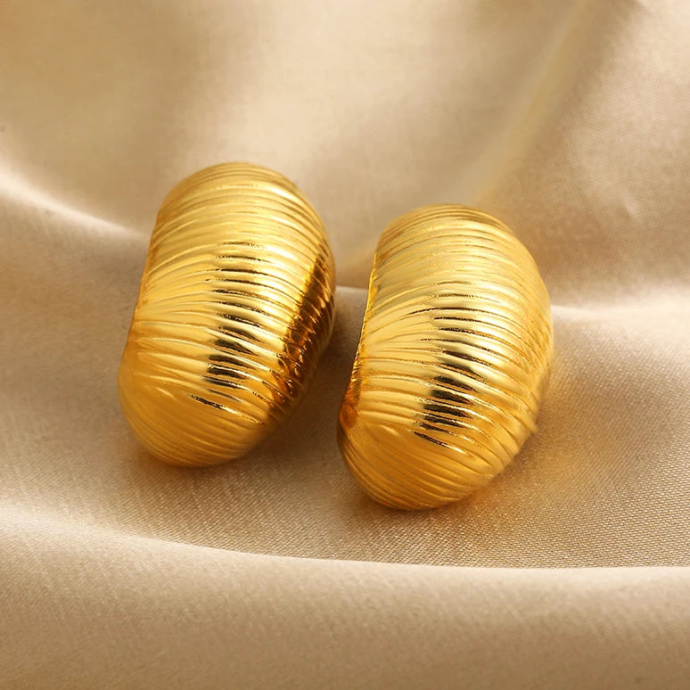 Stainless Steel Geometric Stud Earrings – Gold-Plated Twist Knot Statement Jewelry for Women