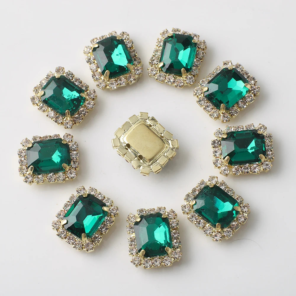 10Pcs Rectangular Diamond Inlaid Claw Settings – DIY Rhinestone Accessories for Jewelry, Hair, Shoes & Hats