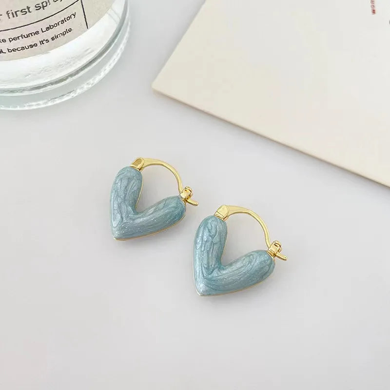 French Sweet Love Ear Cuff – Light Luxury Drop Glaze Love Earrings for Women | Exquisite Small Fashion Jewelry