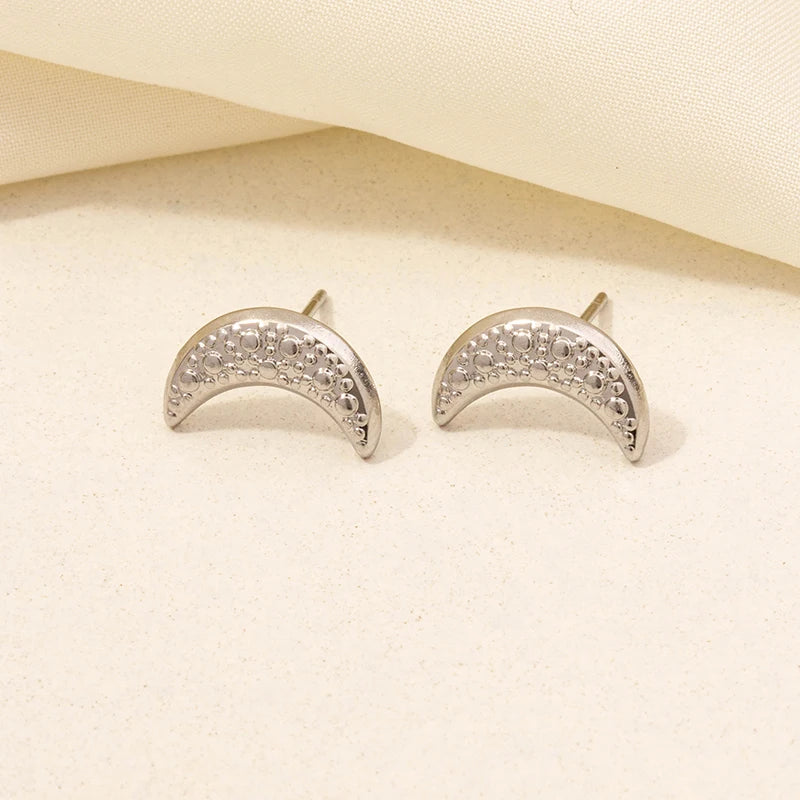 6PC Sun, Moon & Star Stainless Steel Earrings Set – Silver Color, Personality Fashion Jewelry for Women & Men