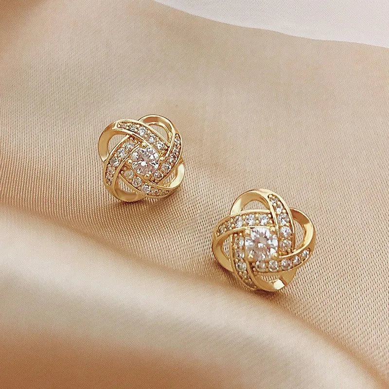 Light Luxury Cross Stud Earrings – Hollow Geometric Design for Women