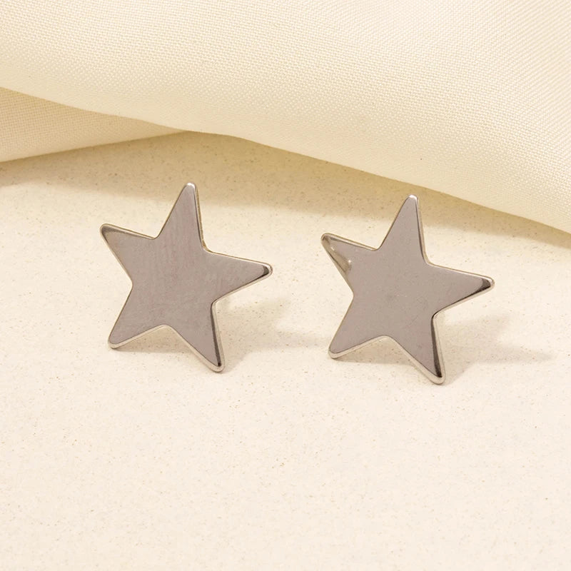 6PC Sun, Moon & Star Stainless Steel Earrings Set – Silver Color, Personality Fashion Jewelry for Women & Men