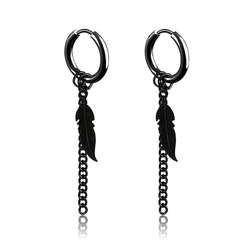 Black Stainless Steel Stud Earrings Set – Vintage Hip Hop Style for Men & Women