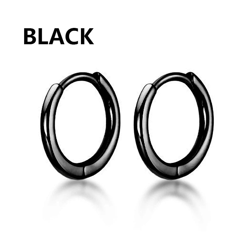 Black Stainless Steel Stud Earrings Set – Vintage Hip Hop Style for Men & Women