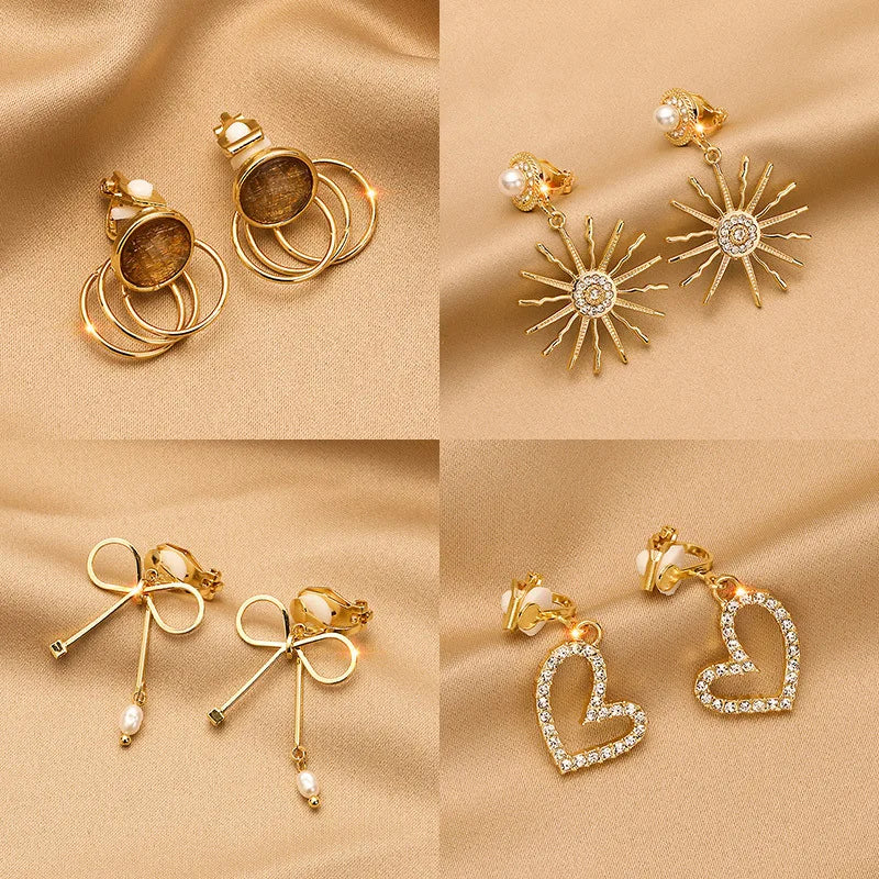 Vintage Personality Ear Clip Without Ear Piercings Advanced Sense Simple Earrings Fashion Temperament Pearl Ear Hanging Girl