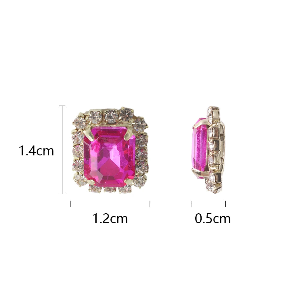 10Pcs Rectangular Diamond Inlaid Claw Settings – DIY Rhinestone Accessories for Jewelry, Hair, Shoes & Hats