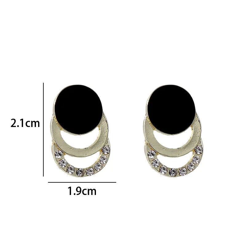 Round Geometric Crystal Stud
