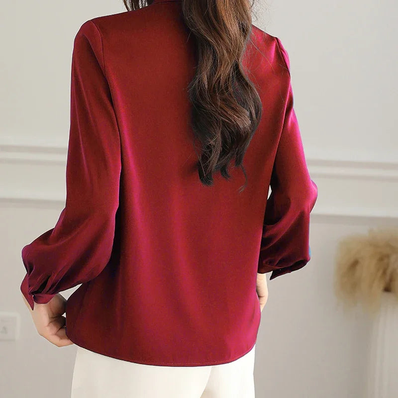 Elegant Chiffon Bow Blouse