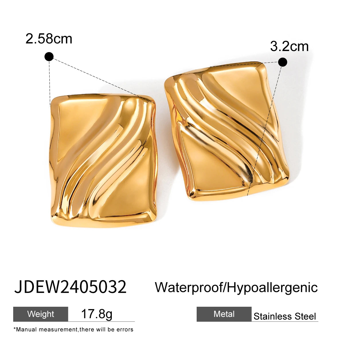 2025 Hot Style Bow Knot Big Ear Studs – 18K PVD Gold Plated Stainless Steel Earrings