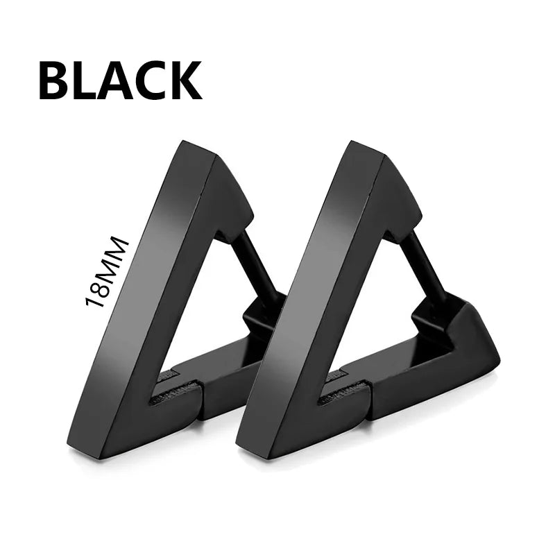Black Stainless Steel Stud Earrings Set – Vintage Hip Hop Style for Men & Women