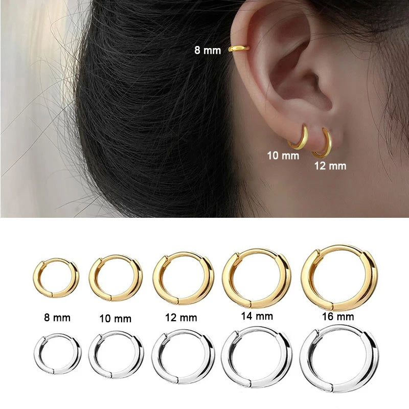 Gold Color Stainless Steel Hoop Earrings – Unisex Small Hoops for Women, Men & Cartilage Piercing