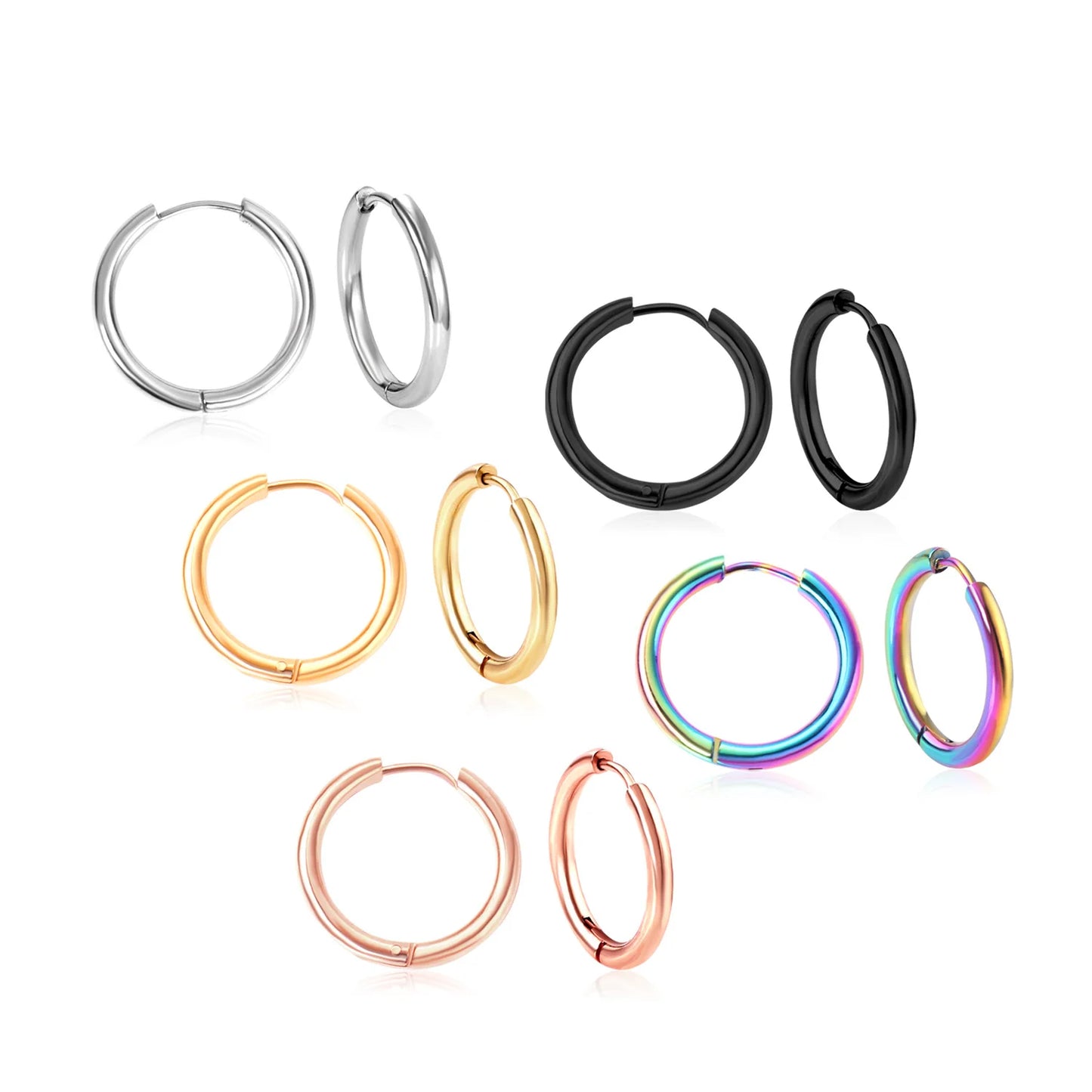 Simple Rectangle & U-Shaped Round Hoop Earrings – Minimalist Style for Women