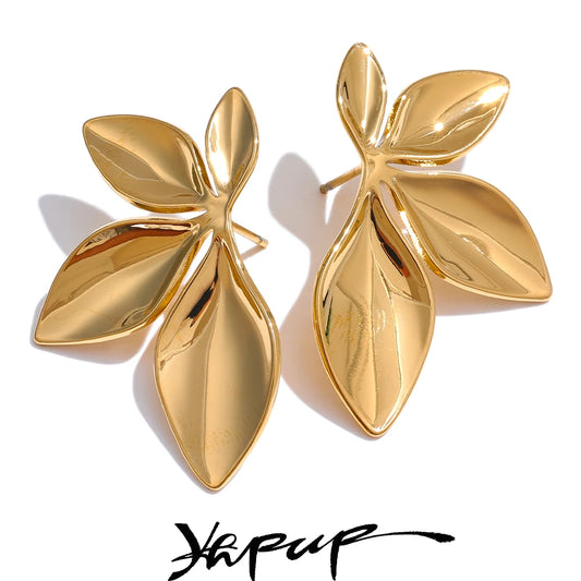 Leaf & Flower Stud Earrings