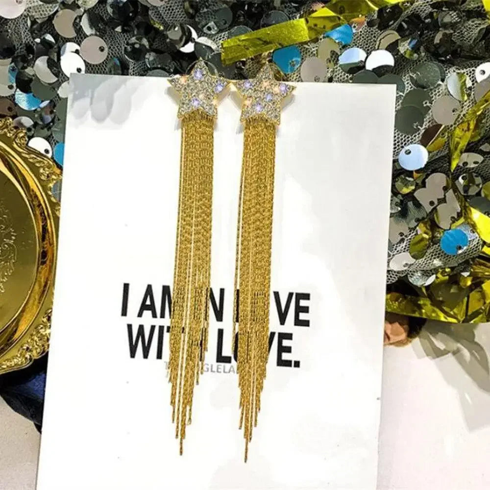 Wheat Tassel Pendant U-Shaped Earrings – Gold Color, 2025 New Fashion for Women & Girls