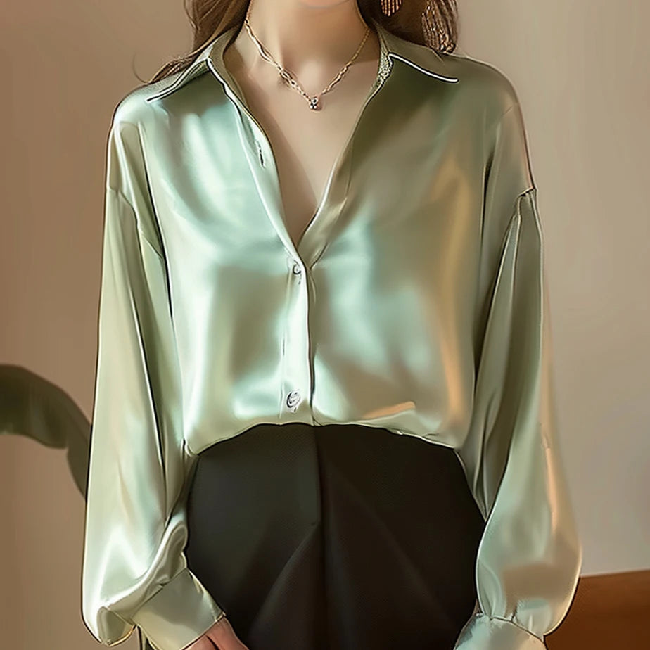 Women’s Satin Long Sleeve Shirt