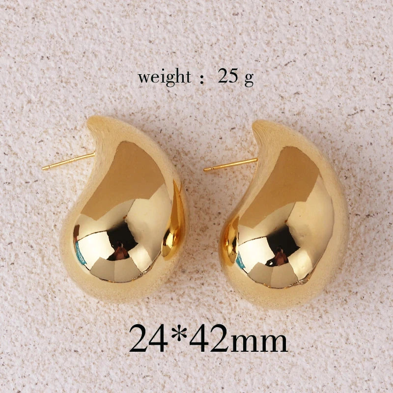 Extra Large Chunky Hoop Drop Earrings – Gold Plated, Lightweight & Hypoallergenic for Women and Girls