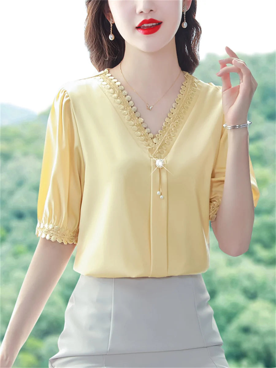 V-Neck Half Sleeve Blouses