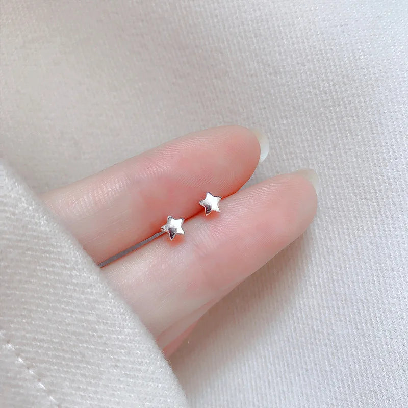 Minimalist Star Stud Earrings – Silver Color, Hypoallergenic Jewelry for Women & Girls