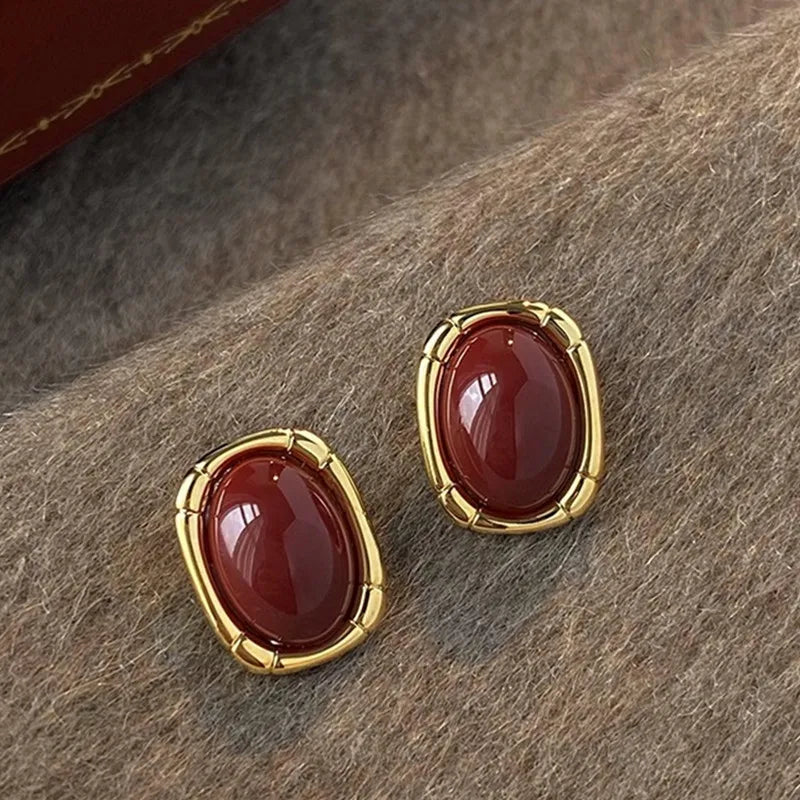 Vintage Oval Resin Earrings
