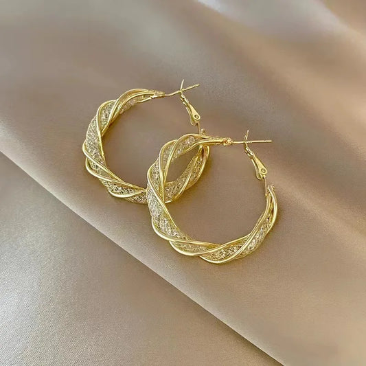 Twist Round Hoop Earrings