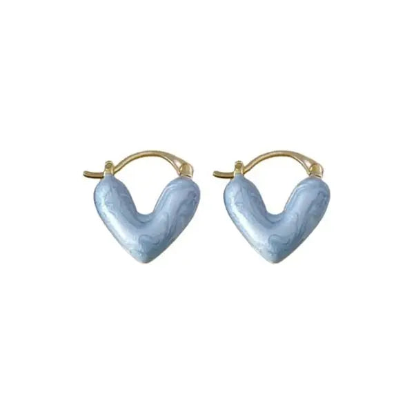 French Sweet Love Ear Cuff – Light Luxury Drop Glaze Love Earrings for Women | Exquisite Small Fashion Jewelry