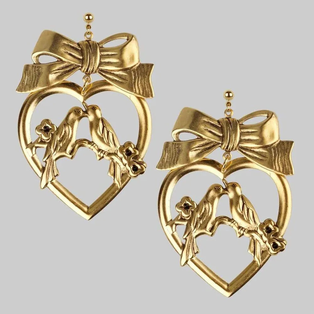Bow Knot Round Pearl Pendant Earrings – Gold Color C-Shape Design for Women & Girls