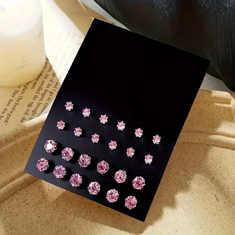12 Pairs of Luxurious, Simple, Shiny, and Caring Decorative Earrings | Perfect Gift for Parties & Couples