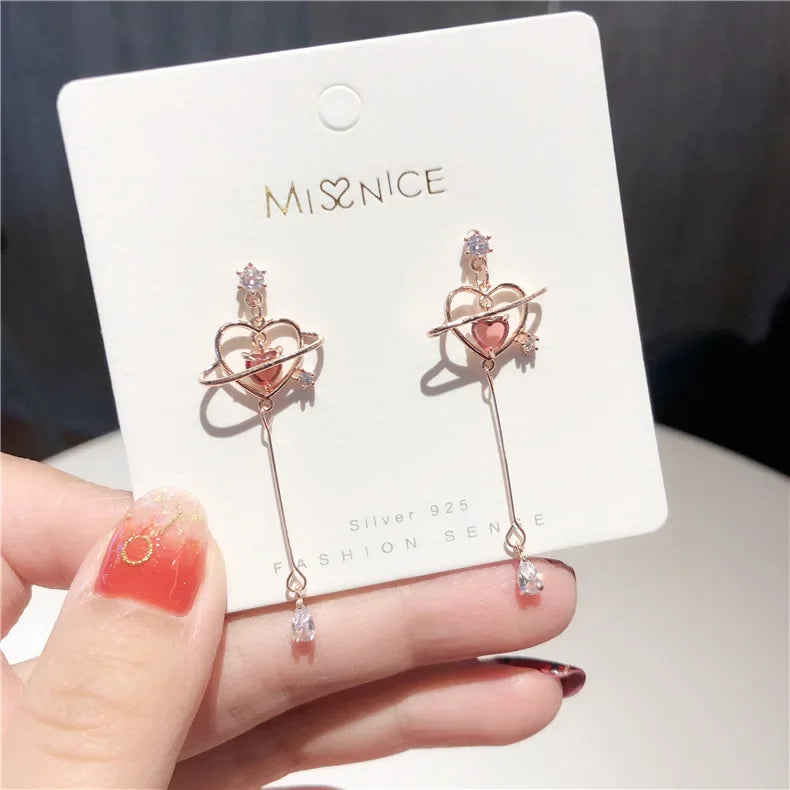 Wheat Tassel Pendant U-Shaped Earrings – Gold Color, 2025 New Fashion for Women & Girls